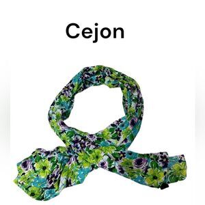 Cejon green purple floral scarf wrap